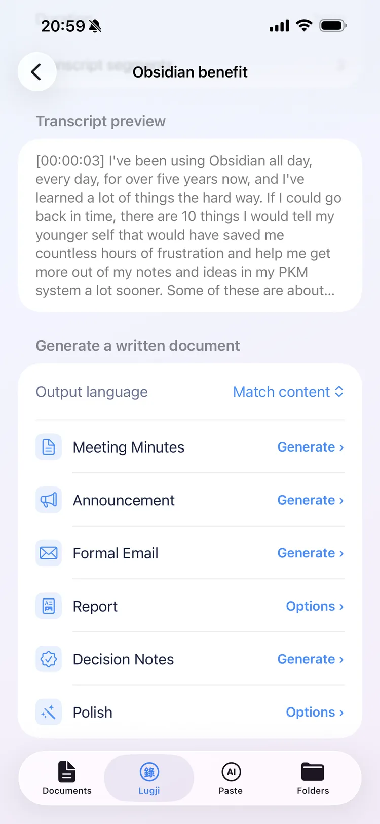 Pick a document type