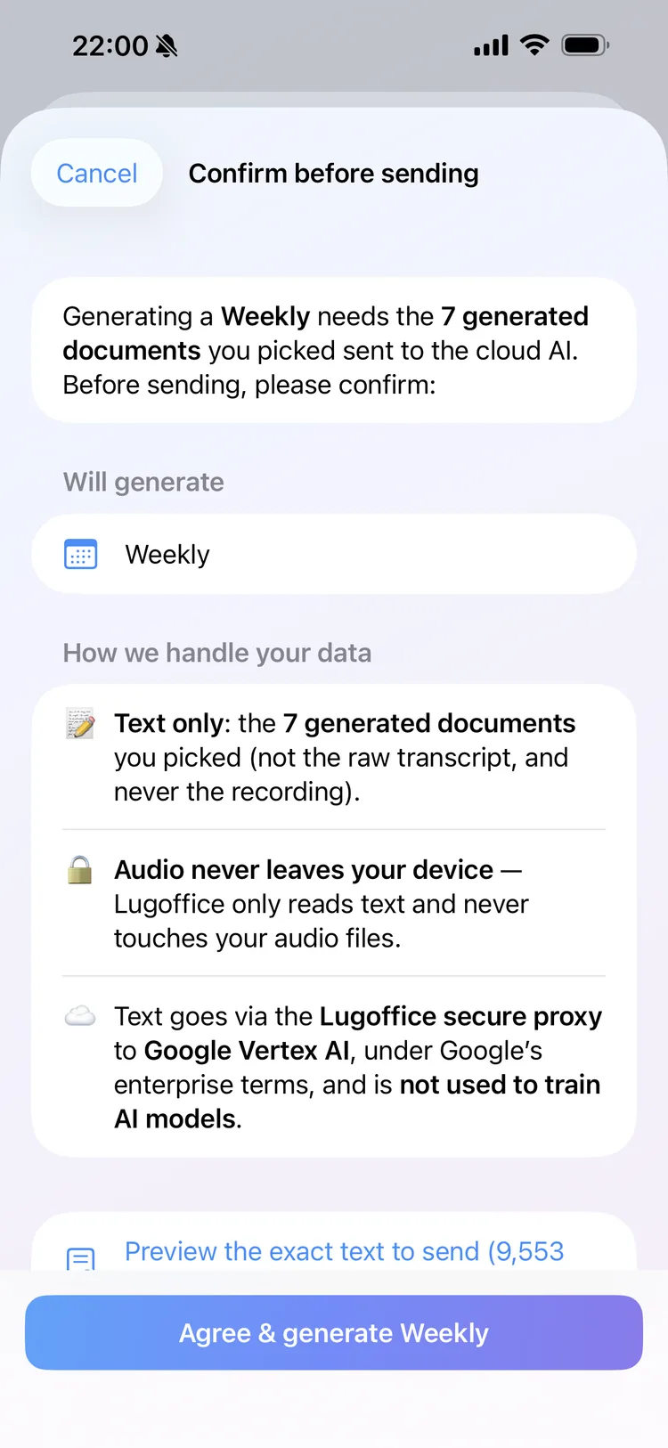 The Lugoffice consent screen